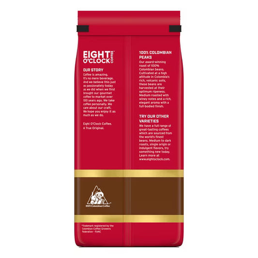 Eight O'Clock Coffee Medium Roast Ground 100% Colombian Peaks Coffee 30 oz