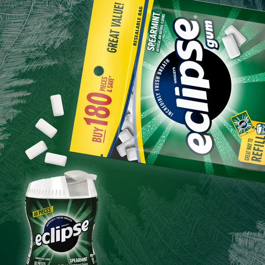 Eclipse Spearmint Sugar Free Chewing Gum, Value Pack - 180 ct Bag